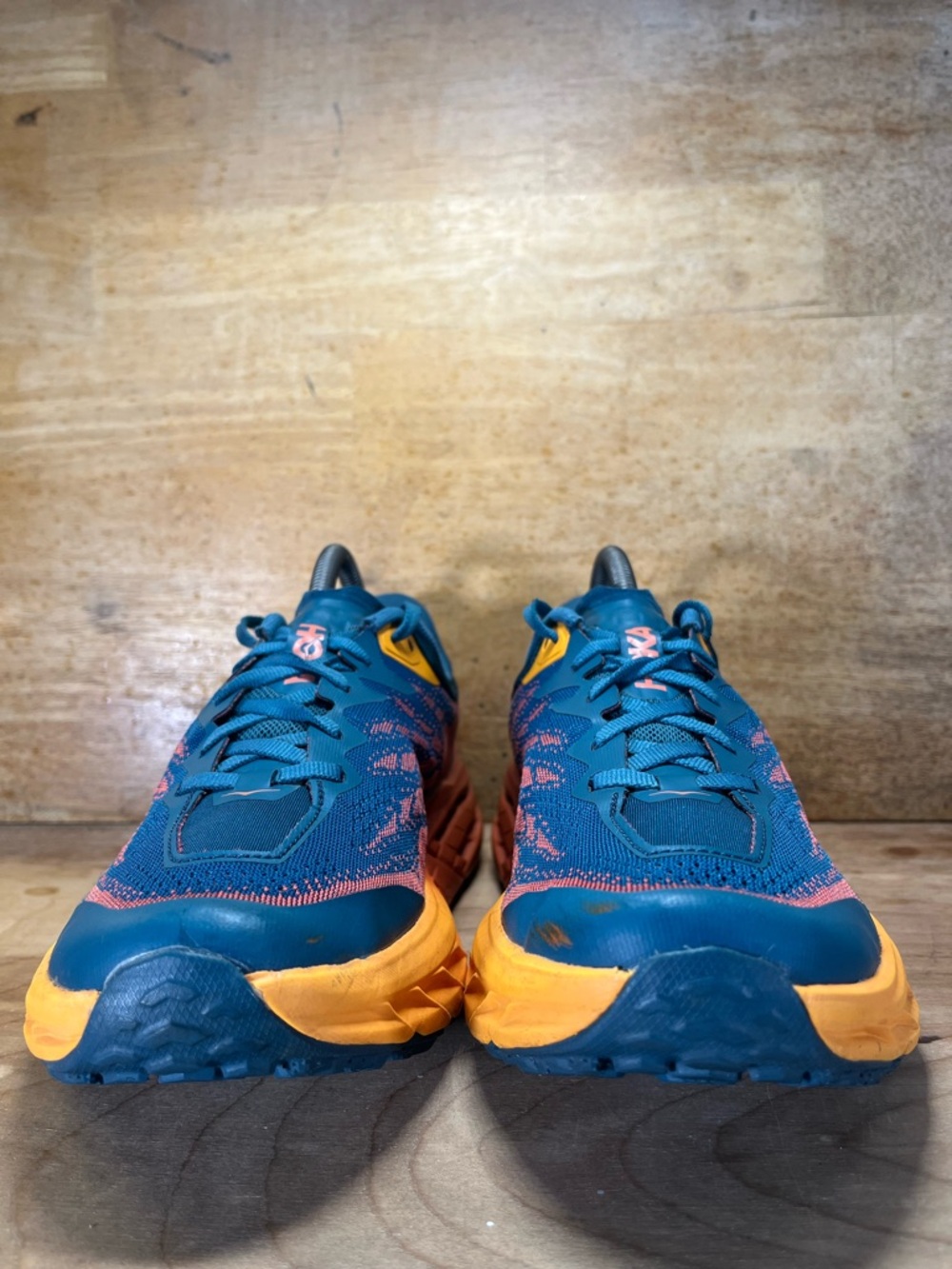 Hoka One One Speedgoat 5 Womens Size 8 Trail Running Shoes Sneakers Blue Coral - Picture 2 of 13